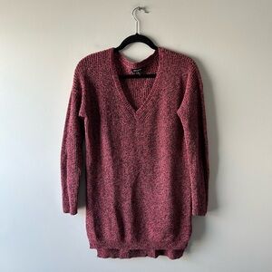 525 America pink melange cotton v neck sweater